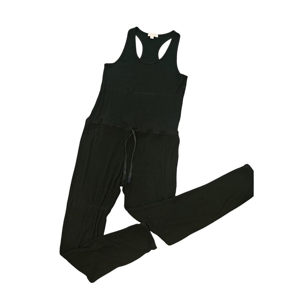 Spiritual gangster black ribbed jumpsuit body suit racer back large bodycon